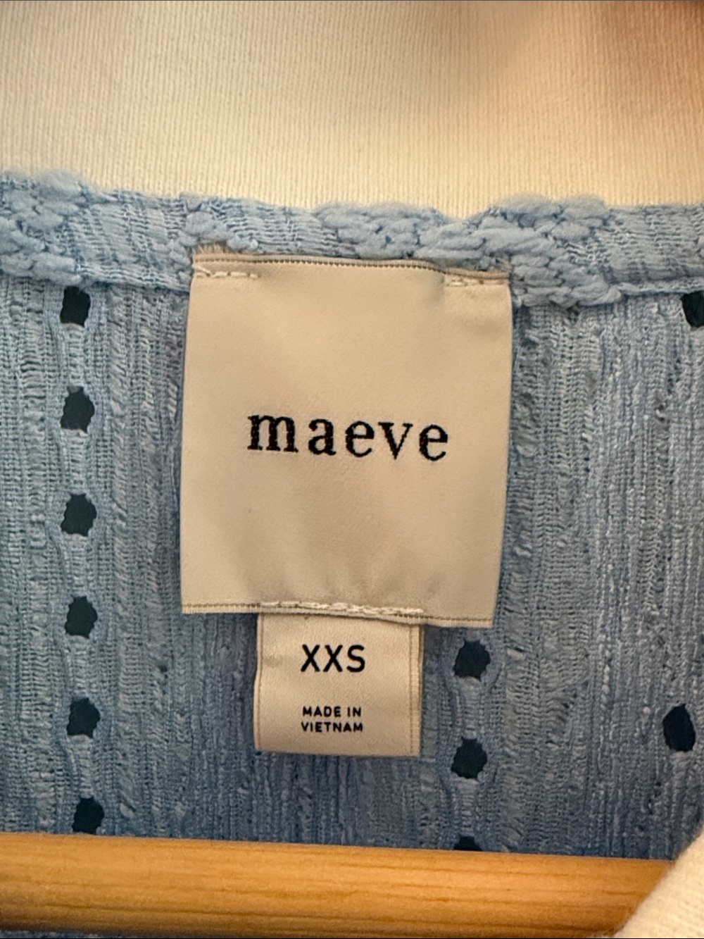 Maeve Pale Blue Eyelet Polo with Crystal Buttons - XXS - NWT - Picture 2 of 9